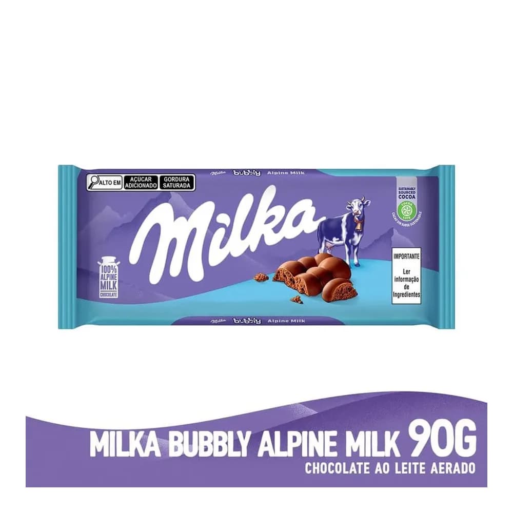 Chocolate ao leite bubbly milka 90 g