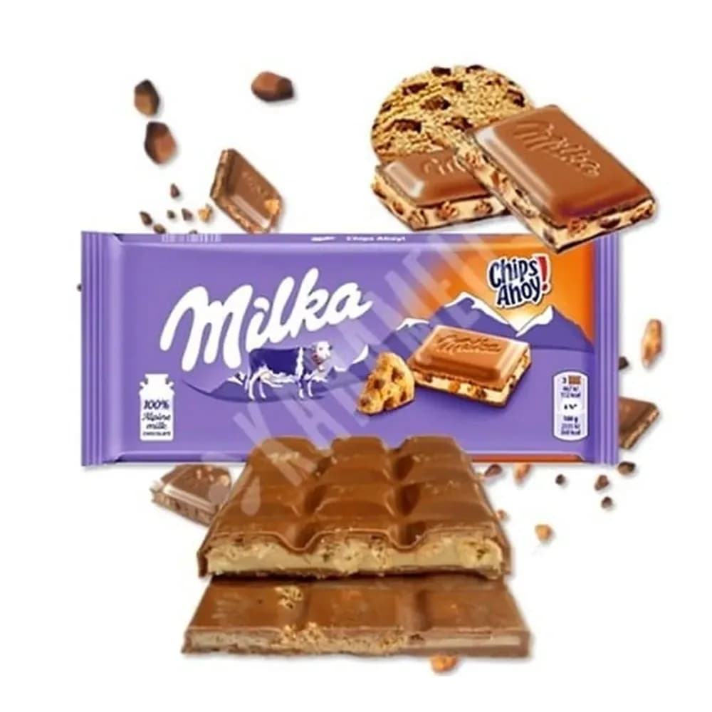 Barra de chocolate chips ahoy milka 100g