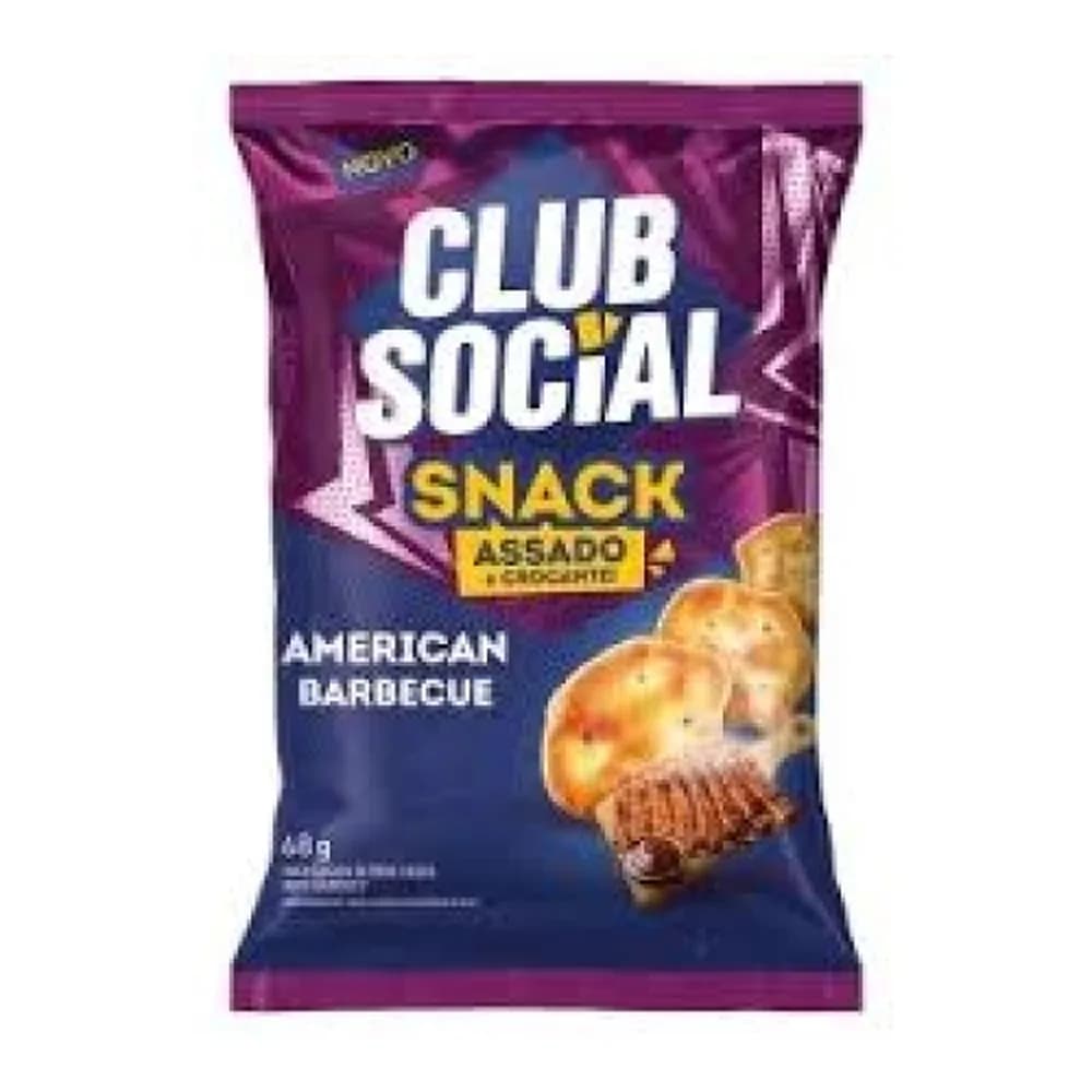 Salgadinho snack assado crocante sabor american barbecue club social 68g