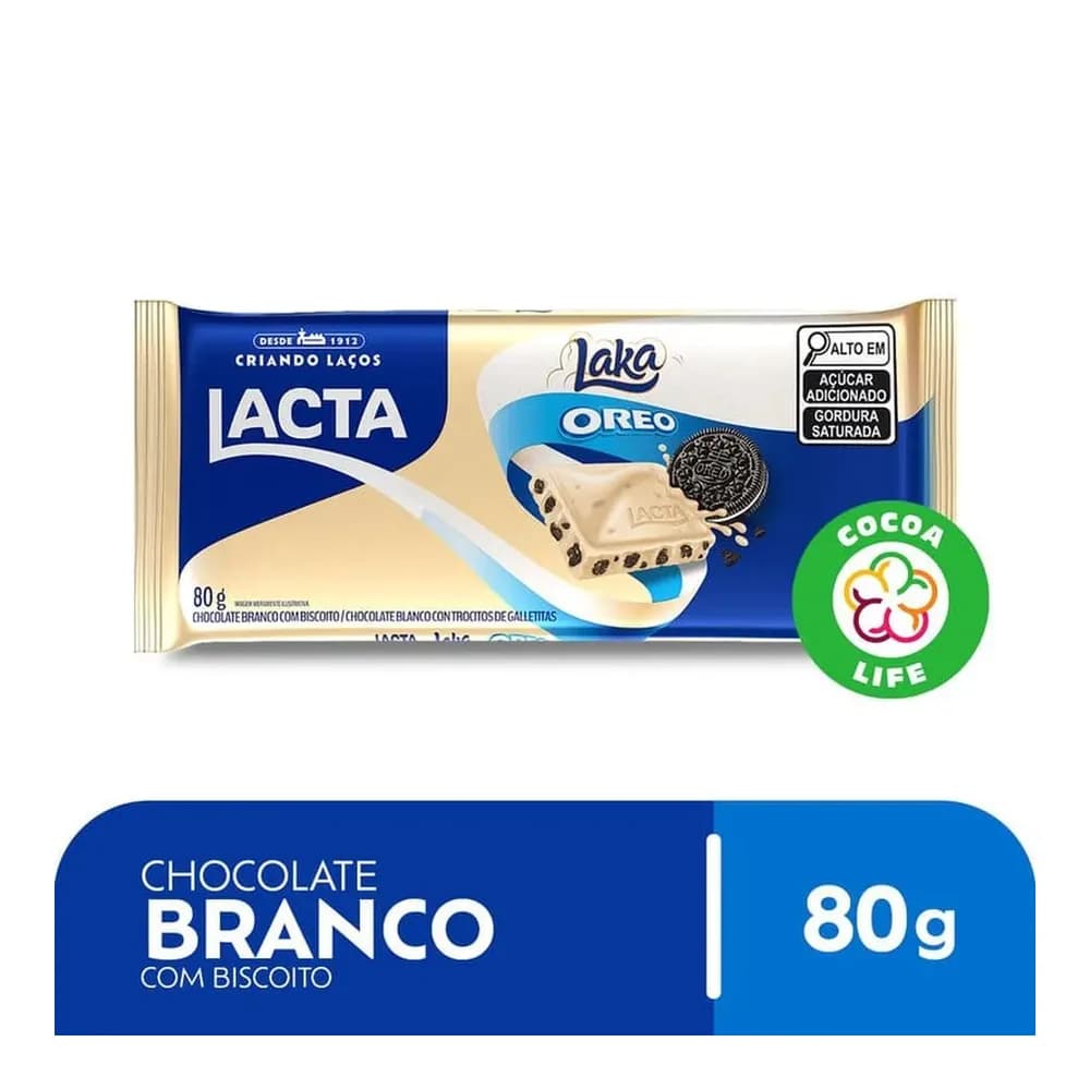 Chocolate branco laka oreo lacta 80g