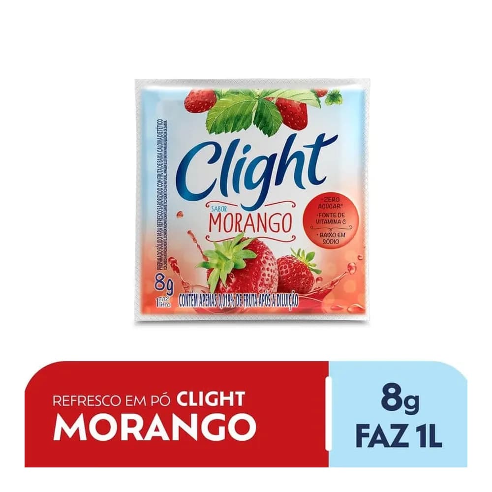 Refresco em po morango sem acucar clight 8g