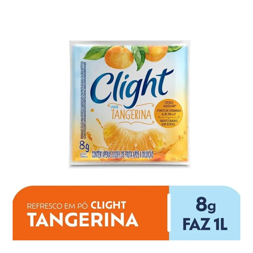 Refresco em po de tangerina sem acucar clight 8g