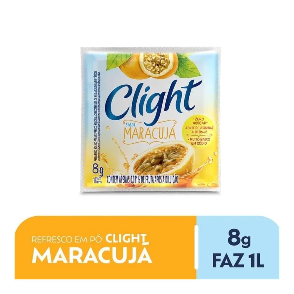 Refresco em po maracuja sem acucar clight 8g