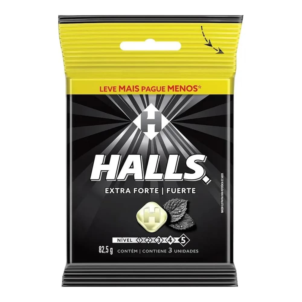 Bala extra forte halls 84g com 3un