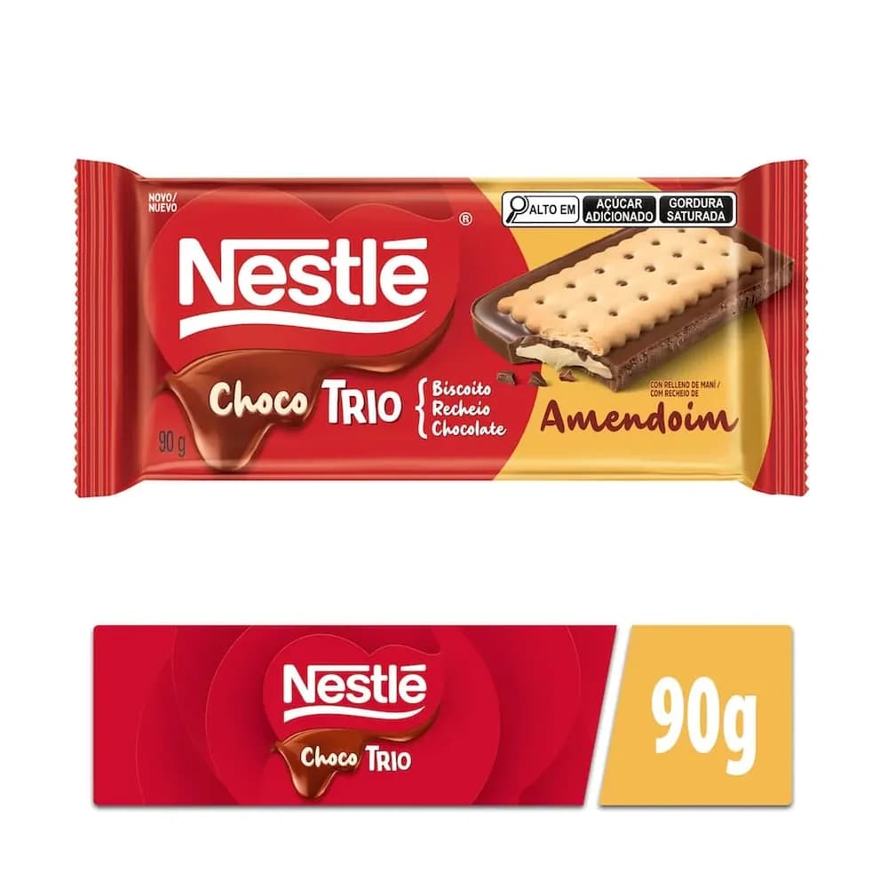 Chocotrio sabor pasta amendoim nestle 90g