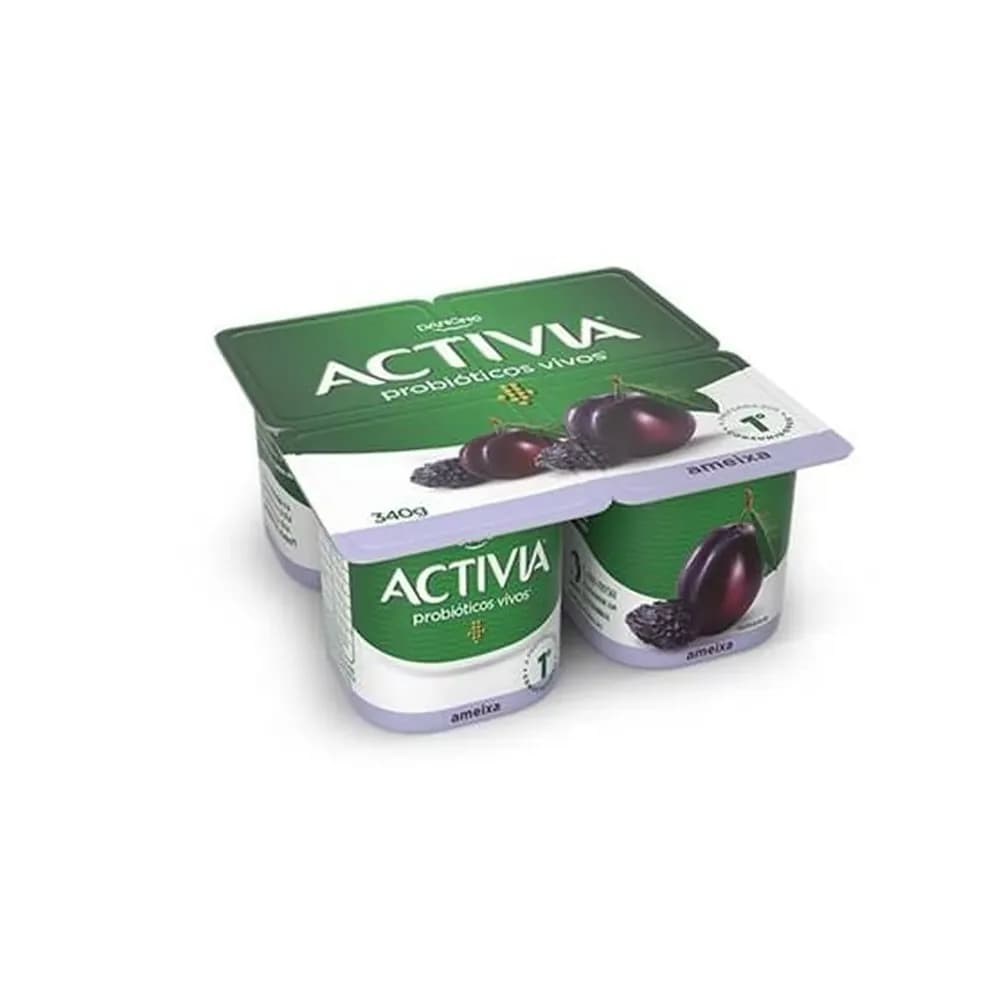 Leite fermentado integral ameixa activia 340g com 4un