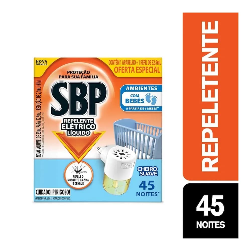 Repelente eletrico aparelho e refil cheiro suave sbp 35ml