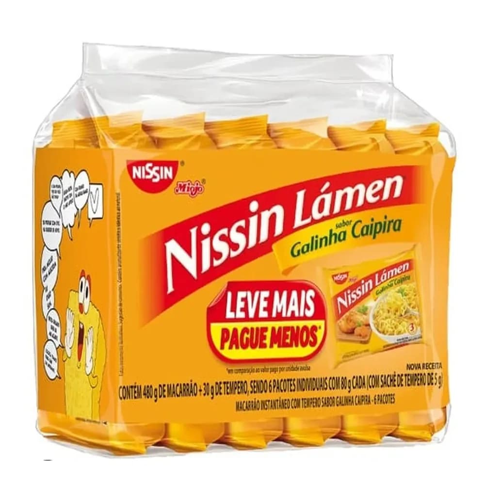 Macarrao instantaneo lamen galinha caipira nissin 85g 6un