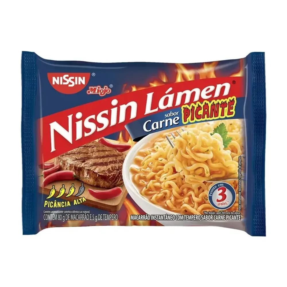 Macarrão instantâneo carne picante nissin 85g