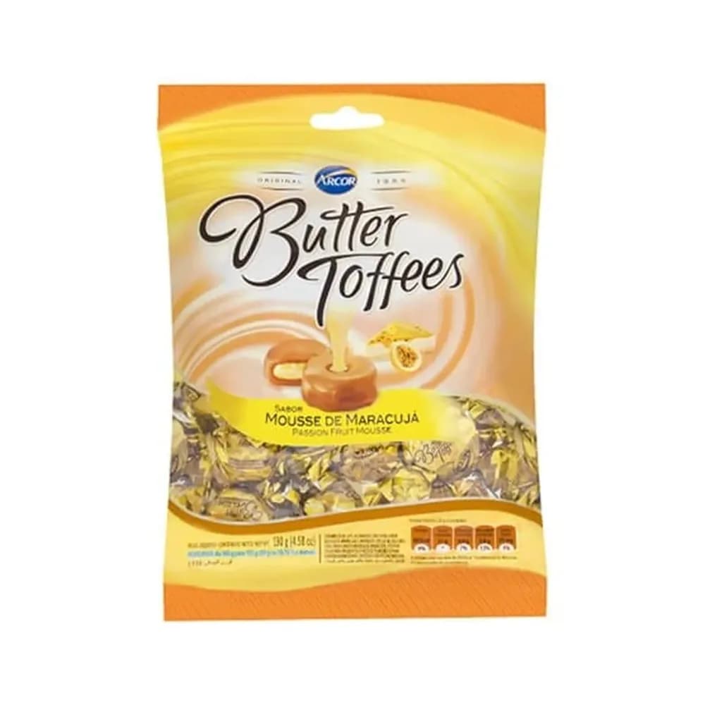 Bala butter toffees mousse de maracuja pacote 100g