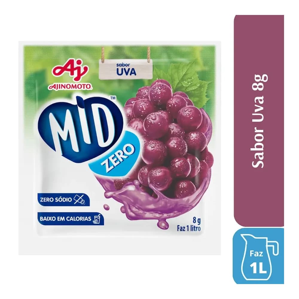 Refresco em po sabor uva zero mid 8g