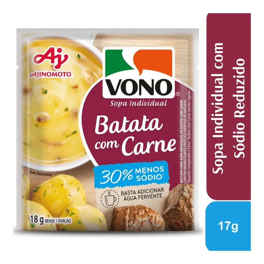 Sopa de batata com carne vono ajinomoto 18g