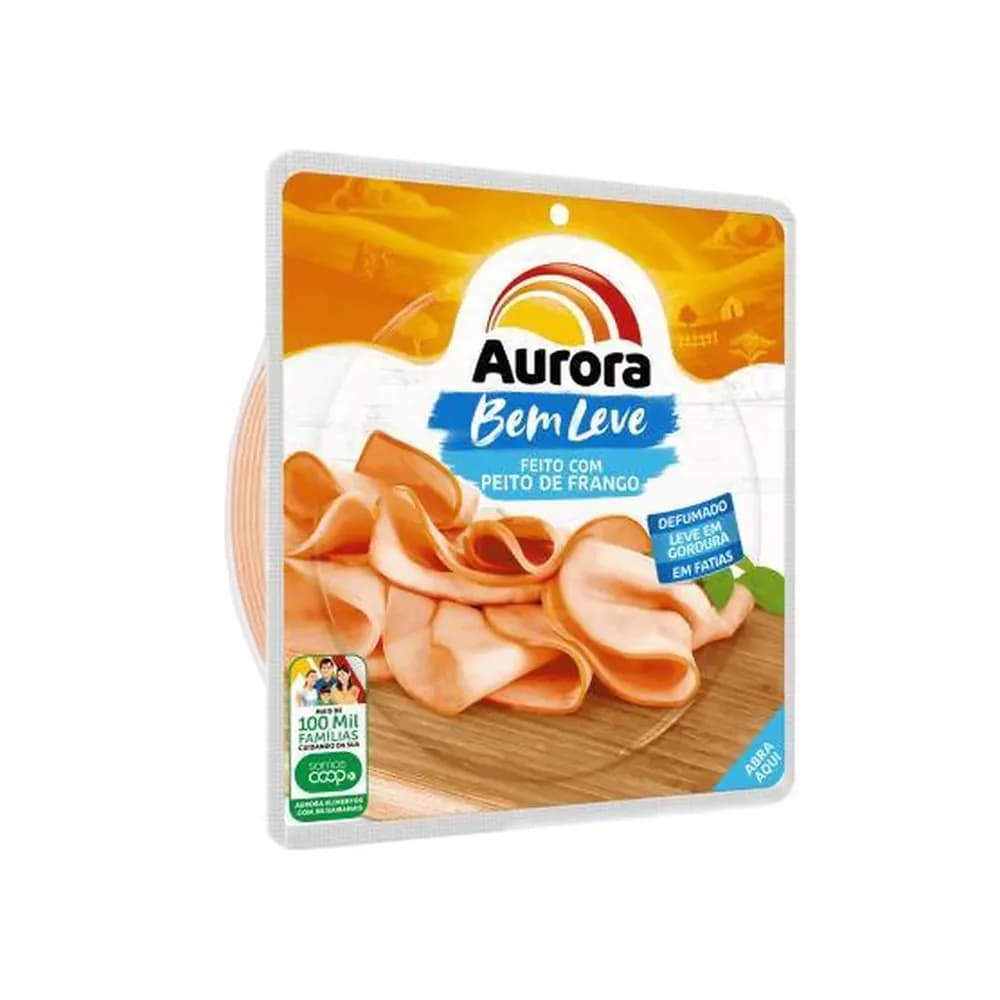 Peito de frango fatiado defumado aurora 180g