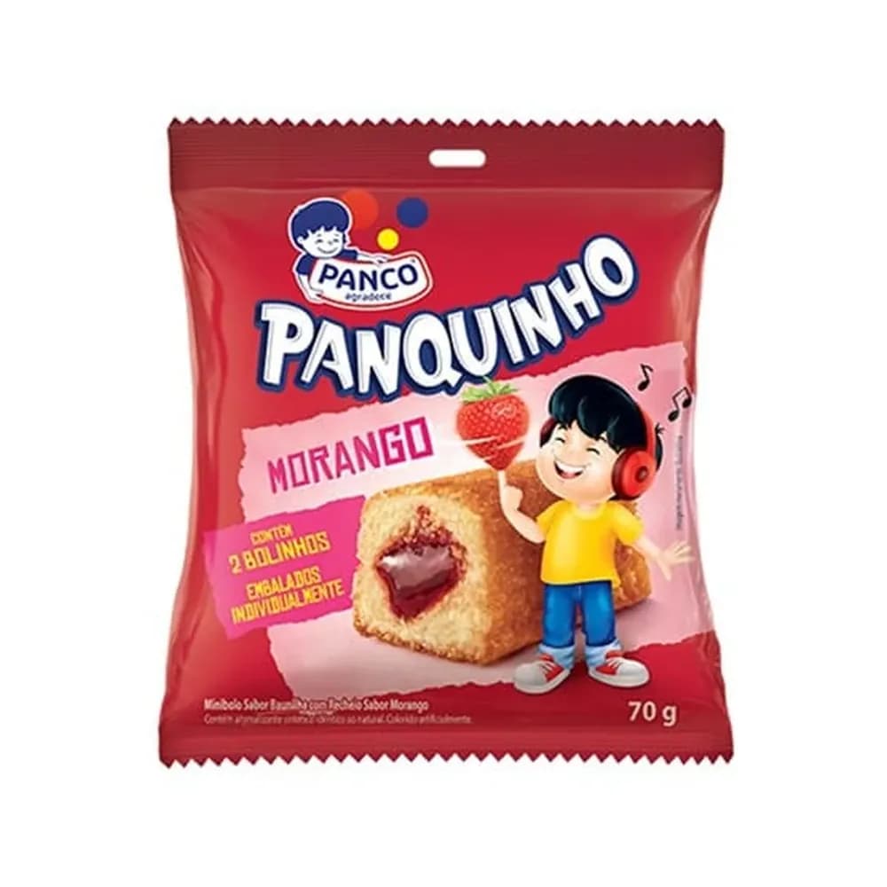 Bolinho panquinho baunilha e morango panco 70g