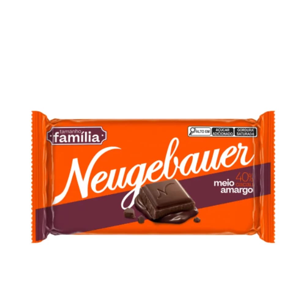 Barra de chocolate meio amargo 40% cacau neugebauer 130g