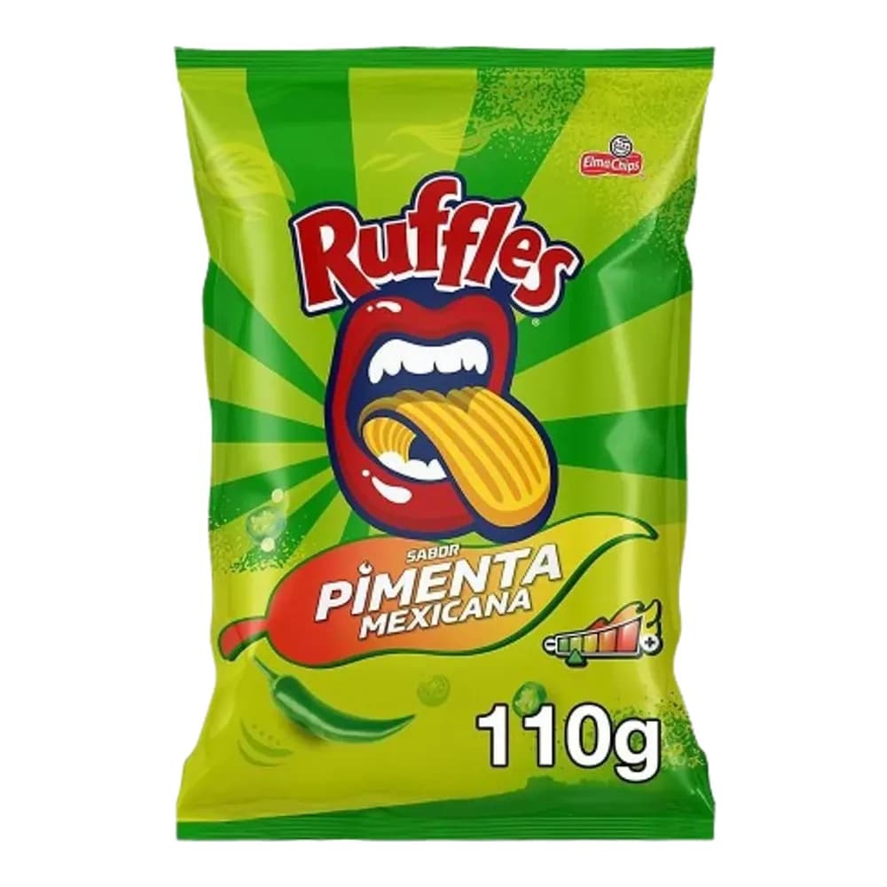 Batata frita ondulada pimenta mexicana elma chips ruffles pacote 110g