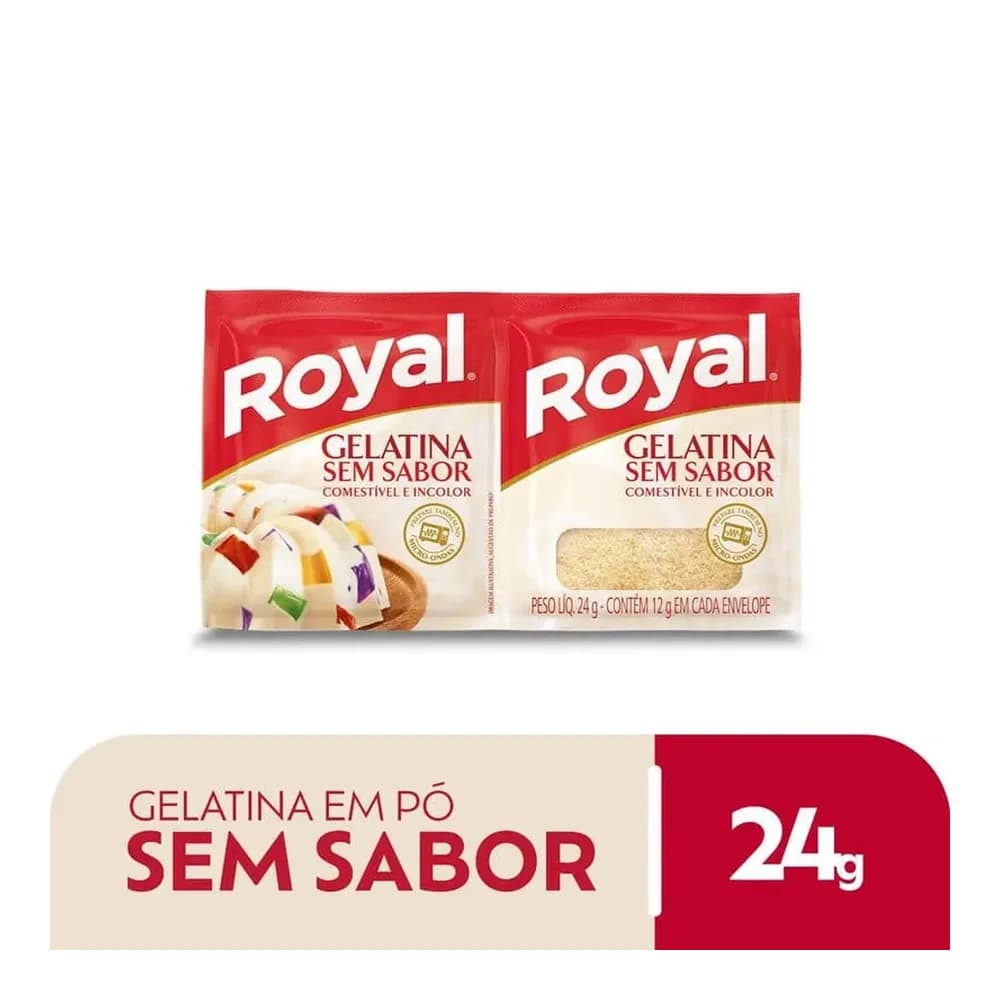 Gelatina em po sem sabor incolor royal 24g