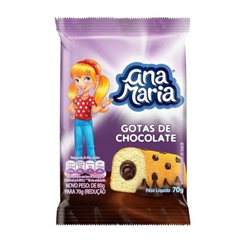 Bolo de gotas chocolate ana maria 70g
