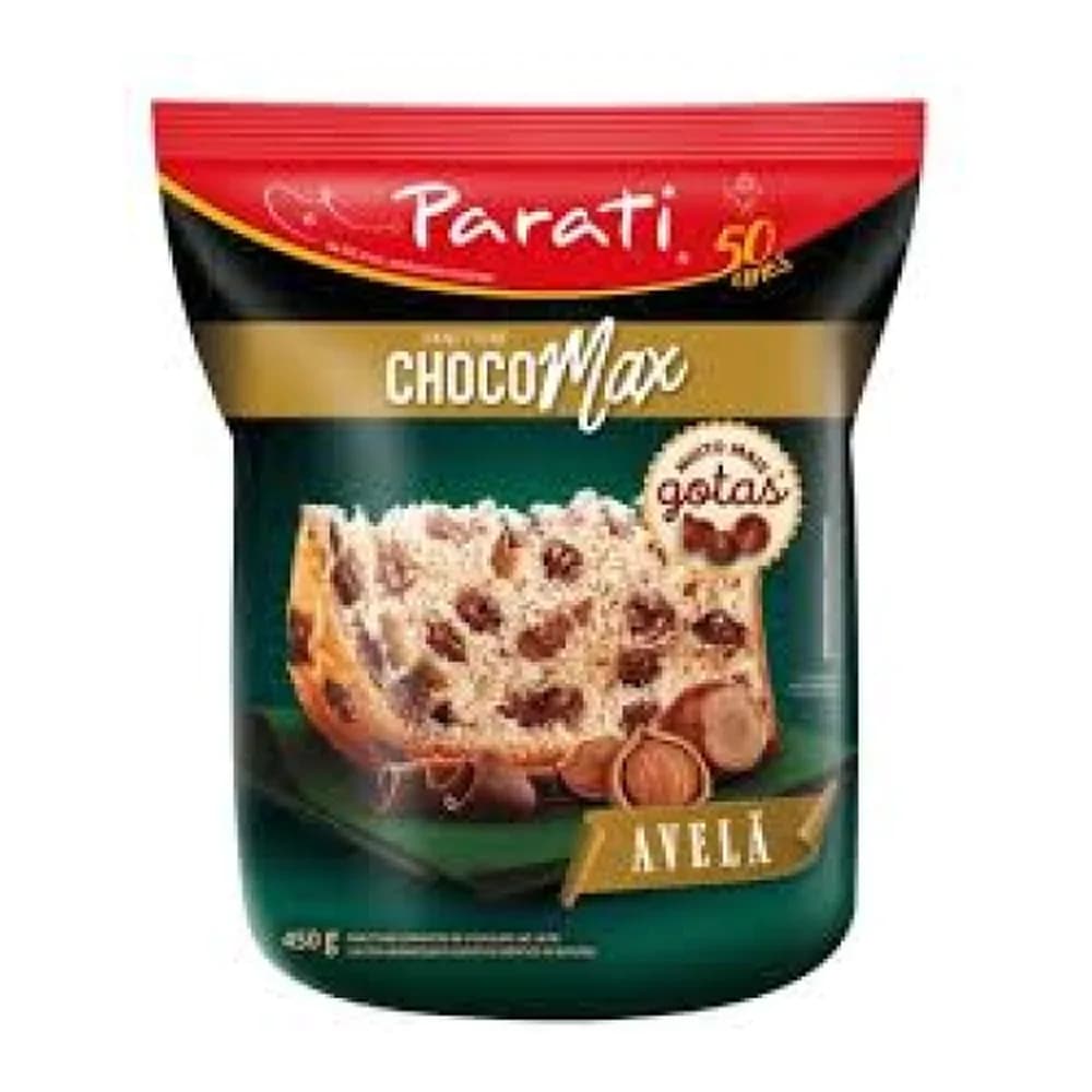 Panettone com gotas de chocolate avela choco max parati 400g