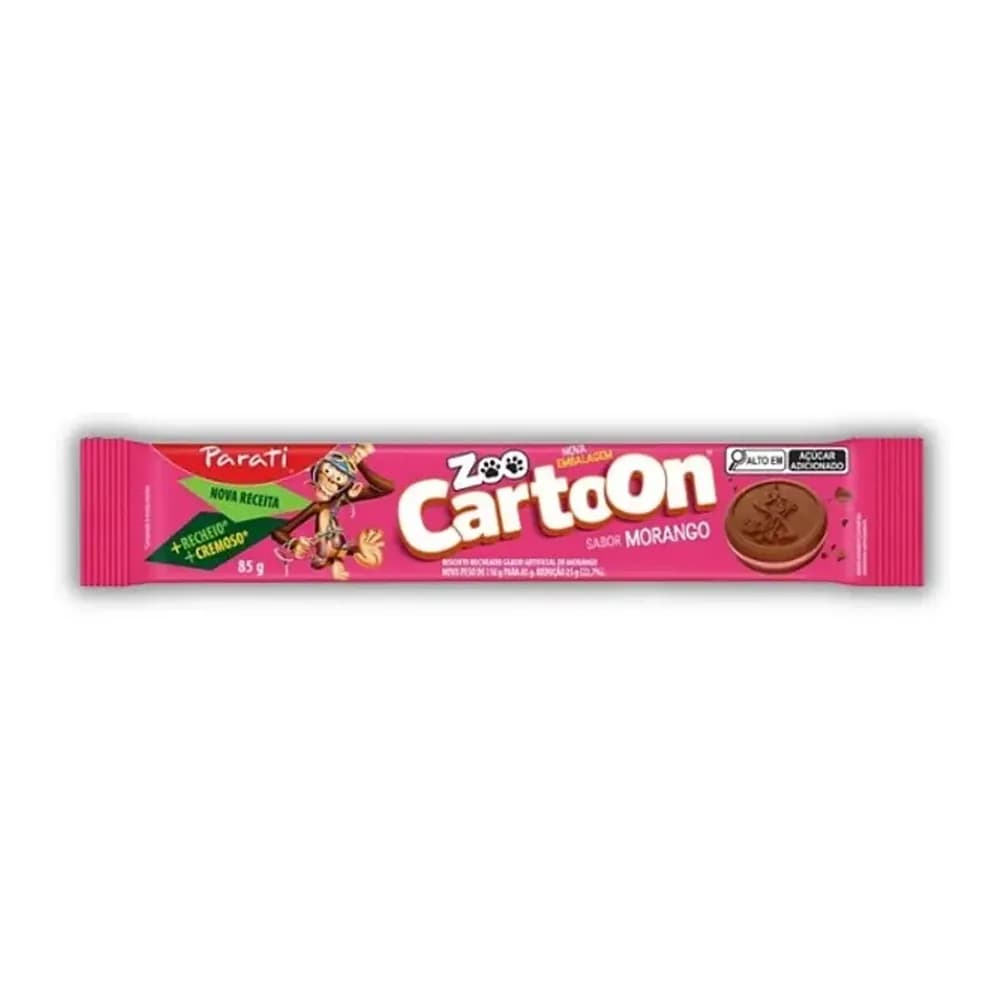 Biscoito recheado parati zoo cartoon morango 85g