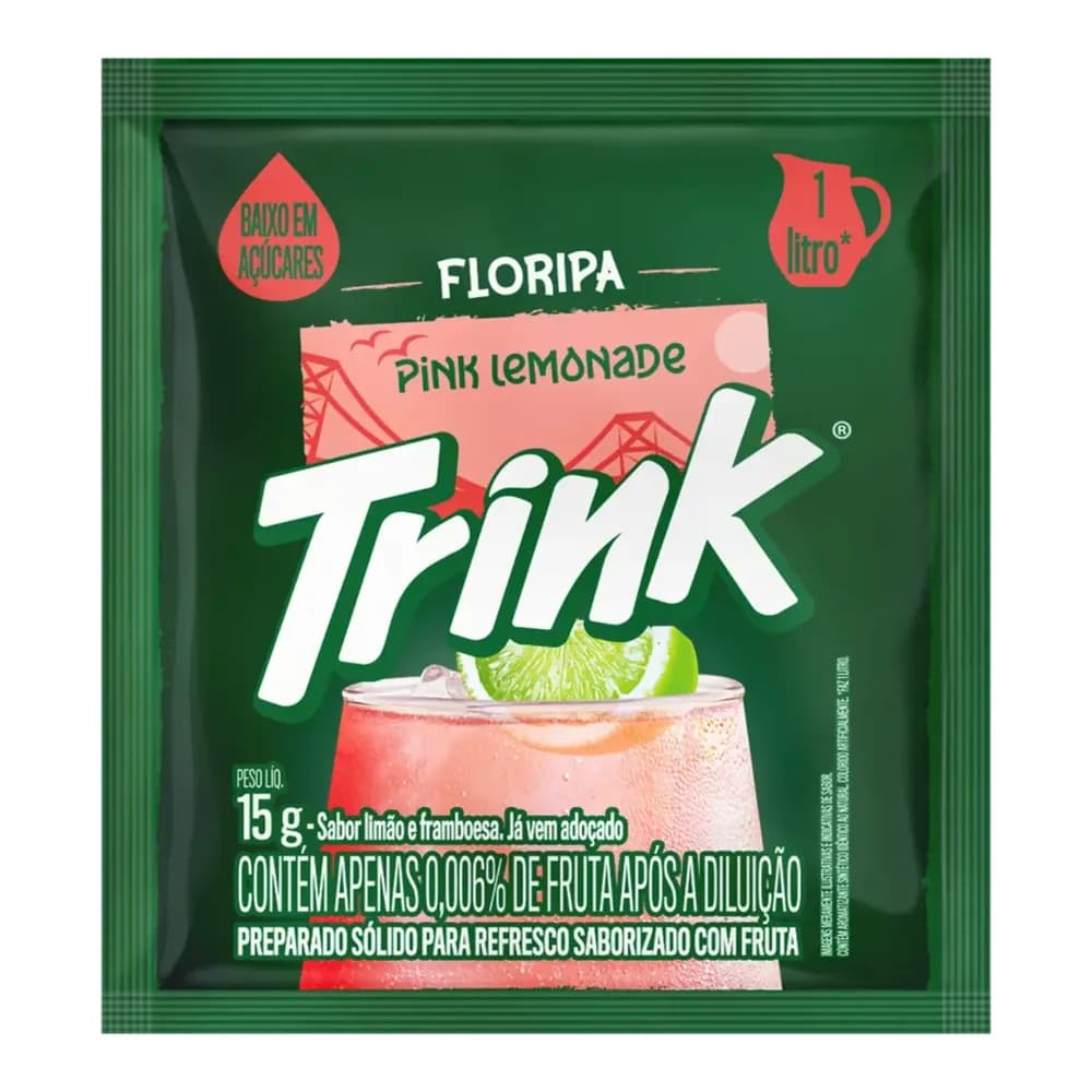 Refresco em pó pink lemonade trink pacote 15g