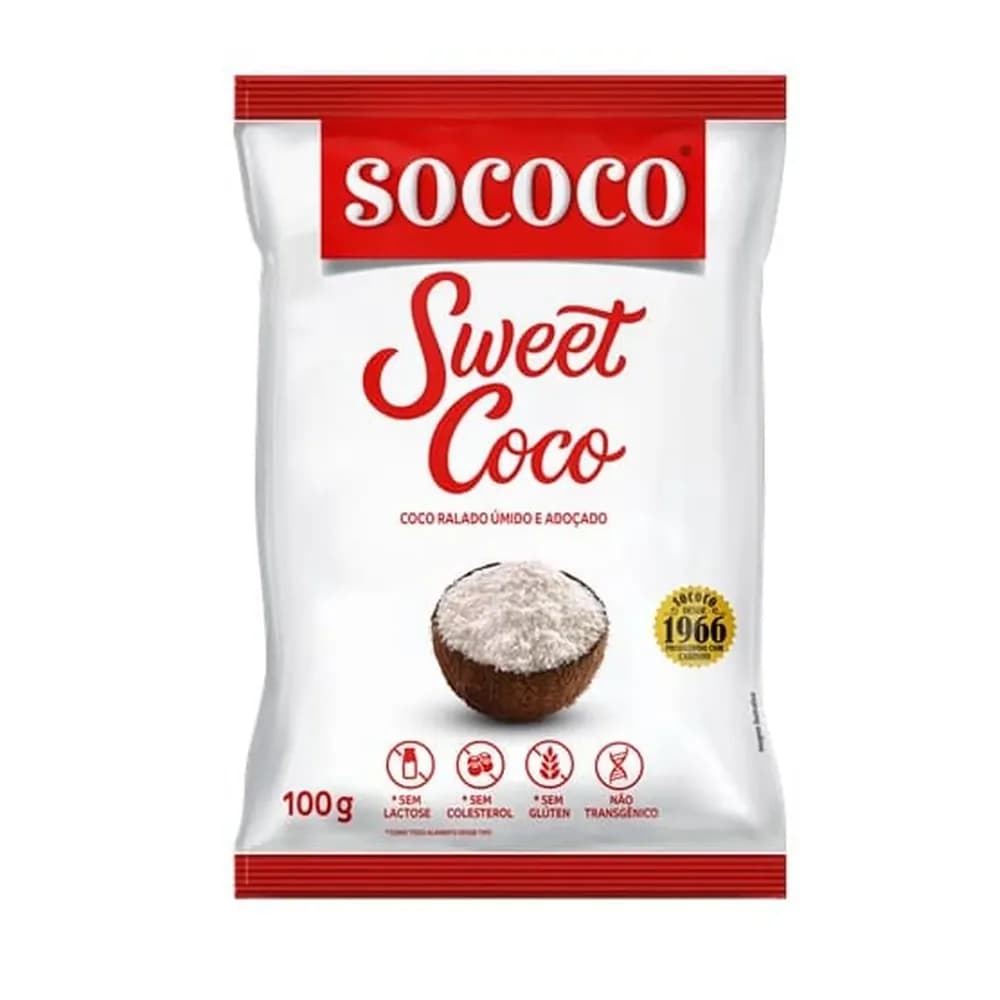 Coco ralado sococo sweet umido e adocado 100g
