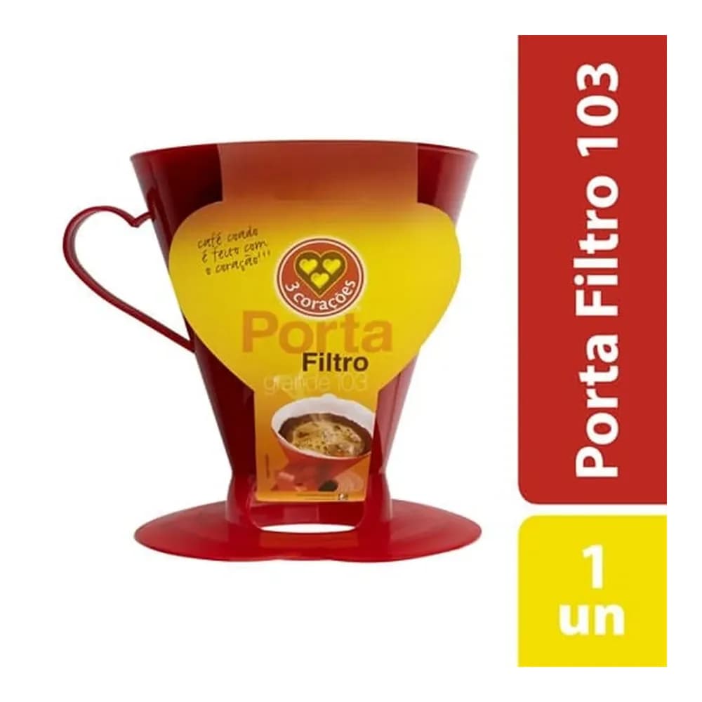 Porta filtro de plastico vermelho numero 103 3 coracoes