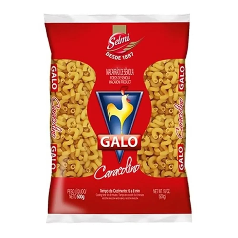 Macarrao galo de semola caracolino pacote 500g