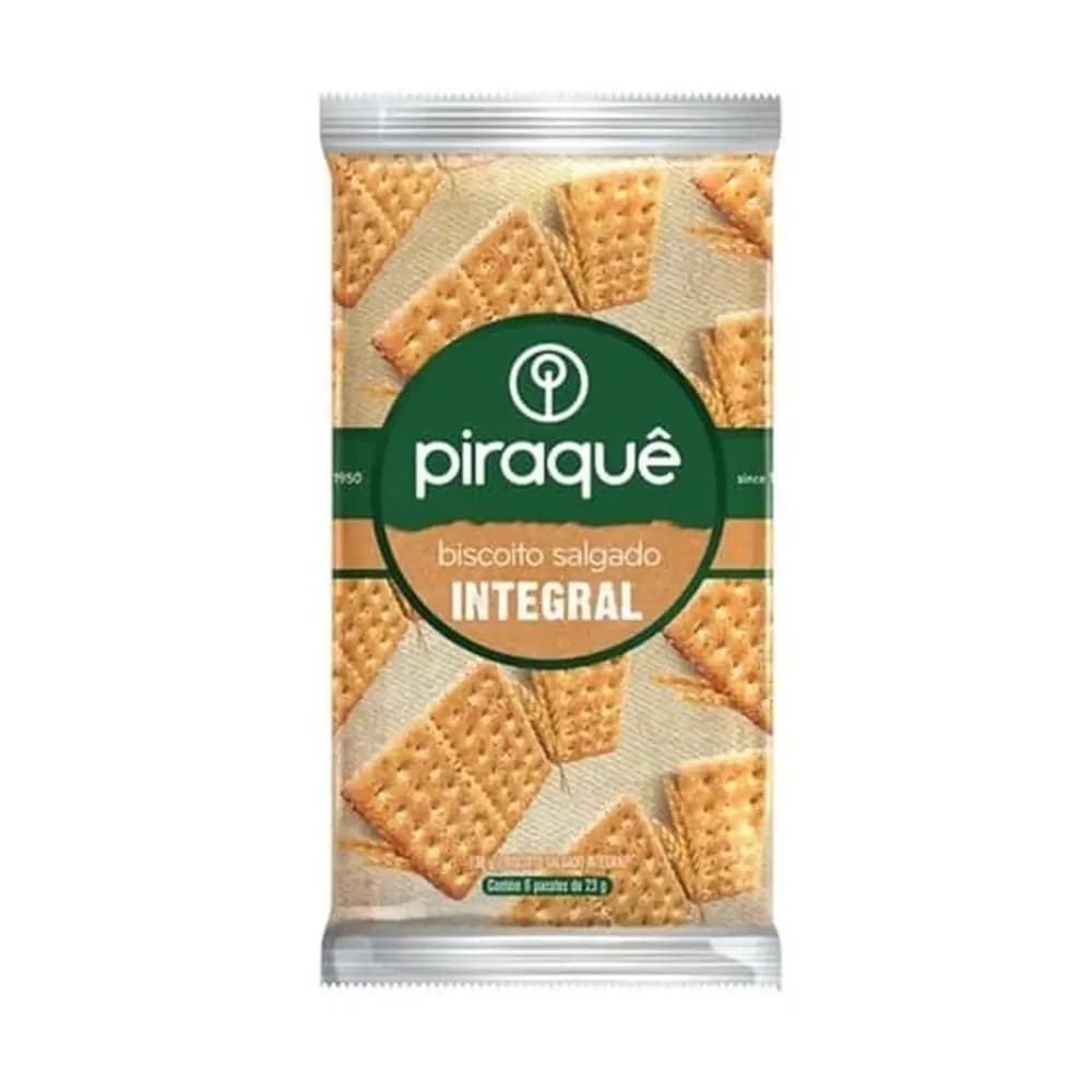 Biscoito salgado integral piraque 138g com 6un de 23g