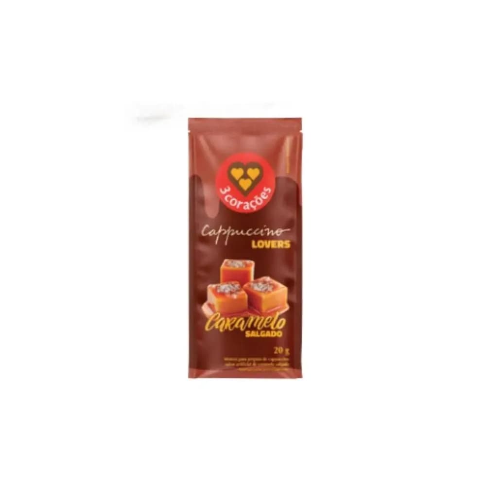 Cappuccino soluvel caramelo salgado 3 coracoes lovers sache 20g