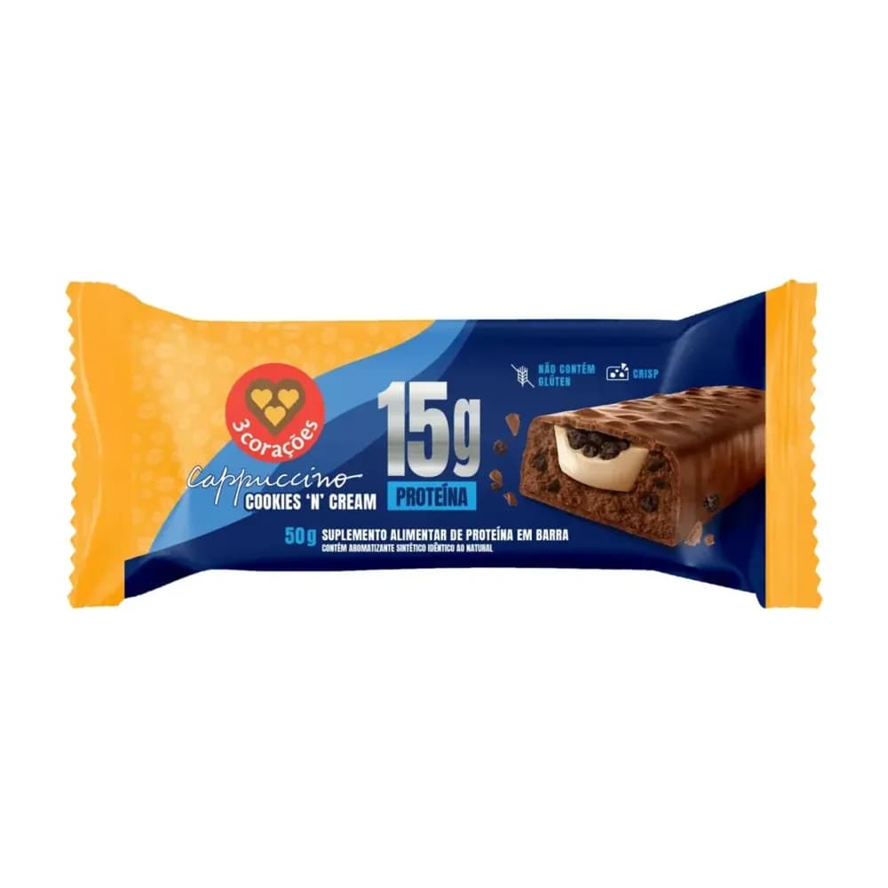 Barra de proteina cappuccino cookies and cream 3 coracoes 50g