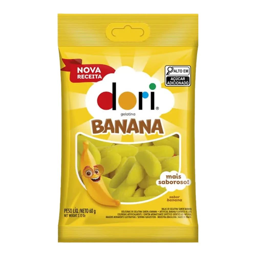 Bala de gelatina sabor banana dori 60g