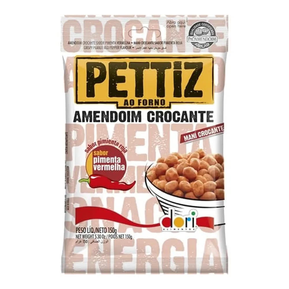 Amendoim crocante pimenta vermelha pettiz dori 120g