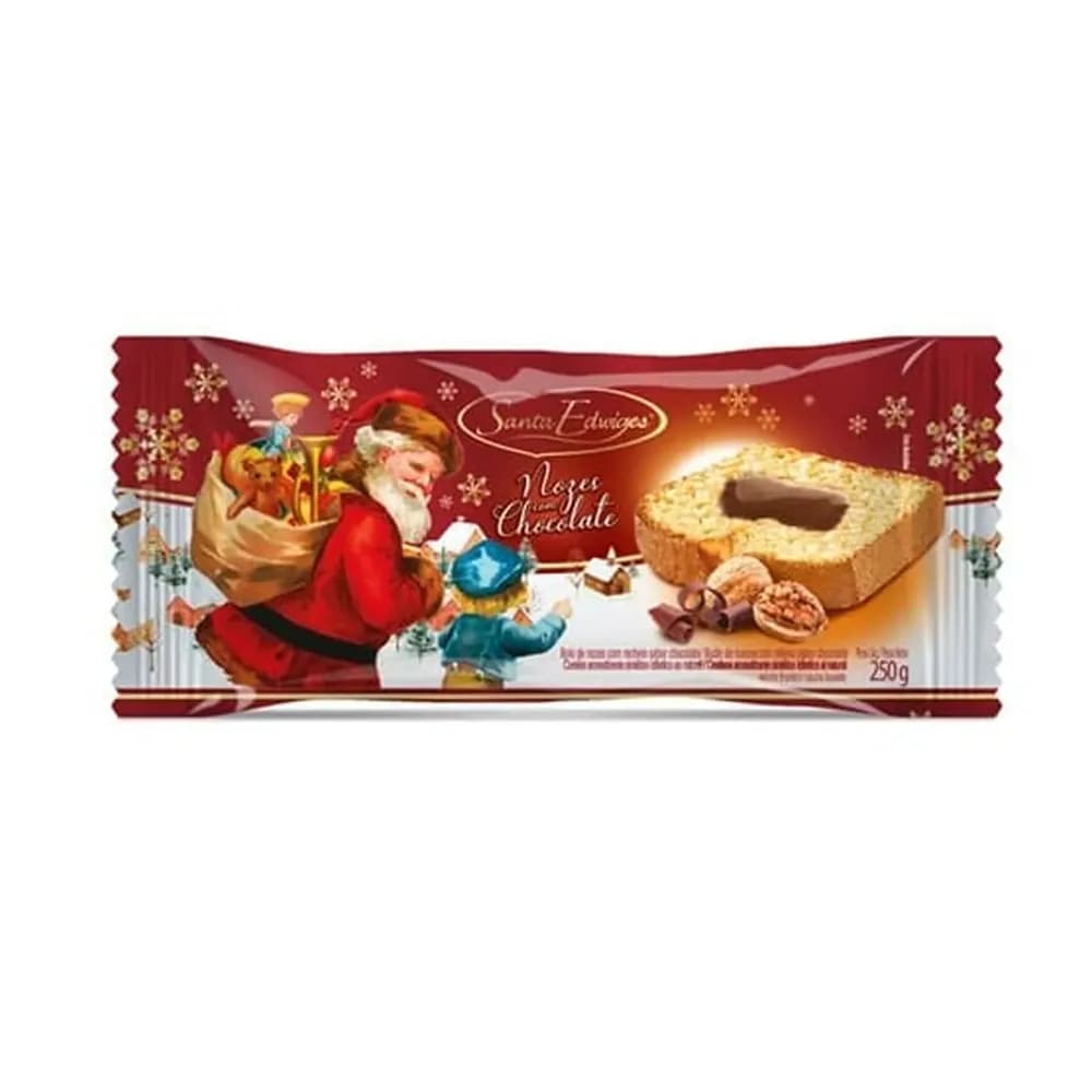 Bolo santa edwiges nozes chocolate embalagem 250g