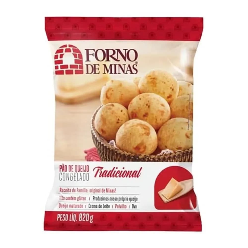 Pao de queijo congelado tradicional forno de minas 820g