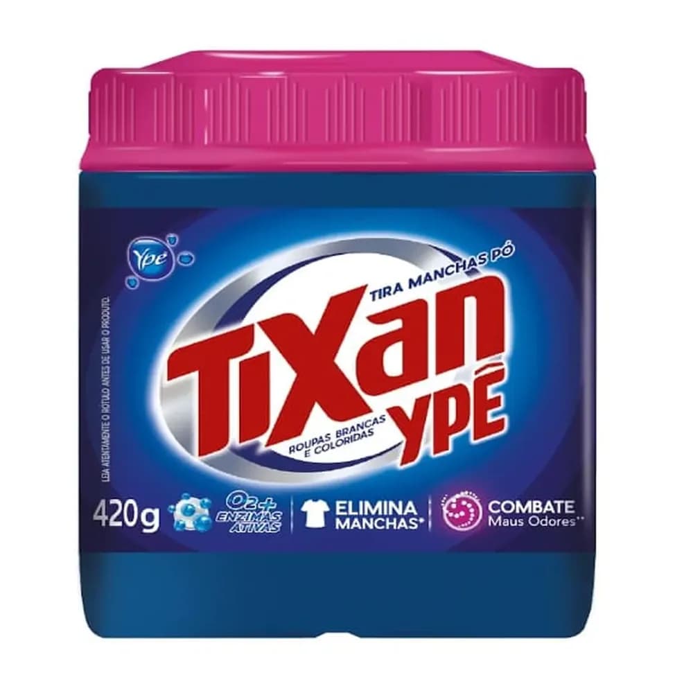 Tira manchas em po roupas brancas e coloridas tixan ype 420g