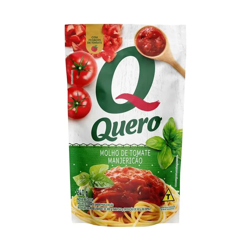 Molho de tomate quero sachet 240g manjericao