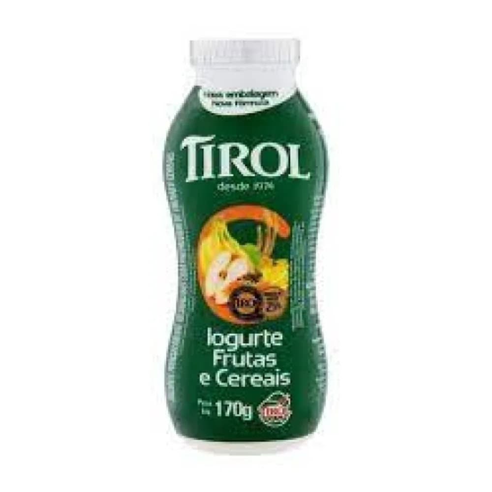 Bebida lactea tirol frutirol frutas e cereais embalagem 170g
