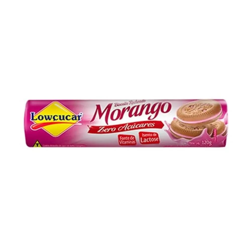 Biscoito recheado sabor morango lowcucar 120g
