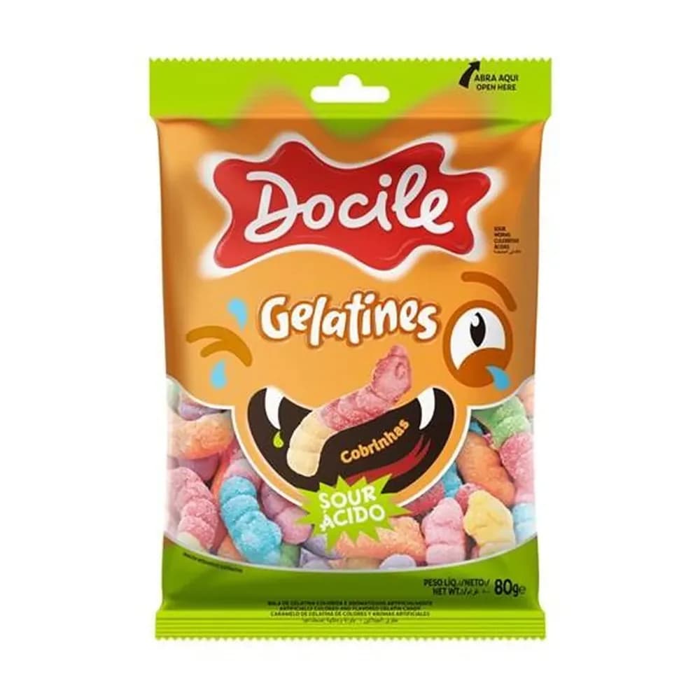 Bala docile gelatines cobrinhas citricas 80g