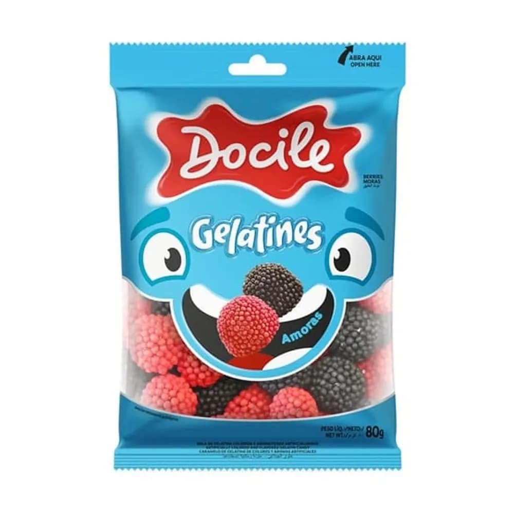 Bala de gelatina docile amoras pacote 80g