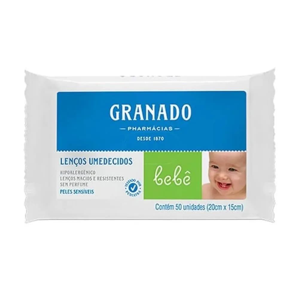Lencos umedecidos granado pele sensivel embalagem 50un