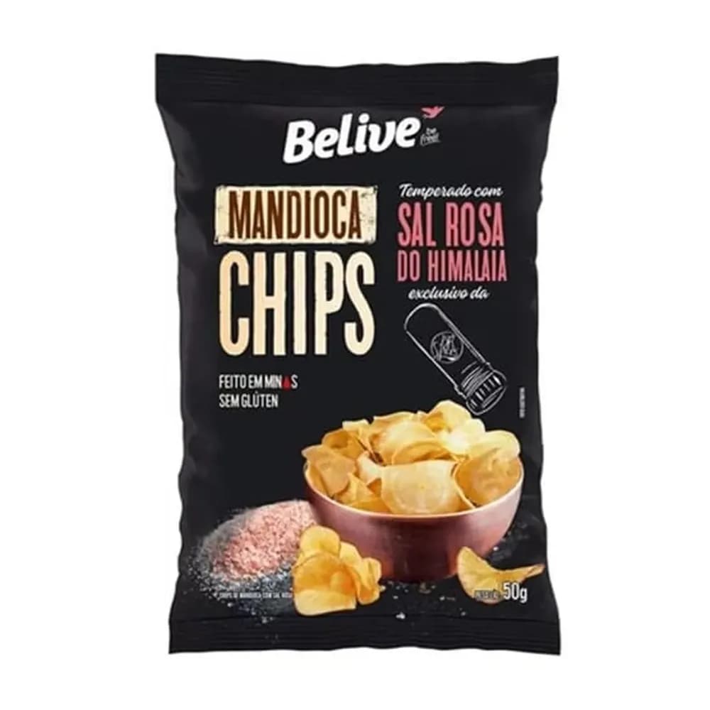 Mandioca chips com sal rosa do himalaia belive 50g