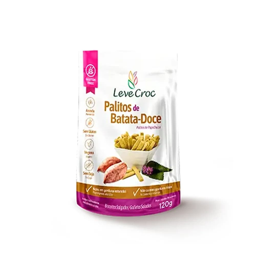 Biscoito palitos salgados de batata doce 120g leve crock