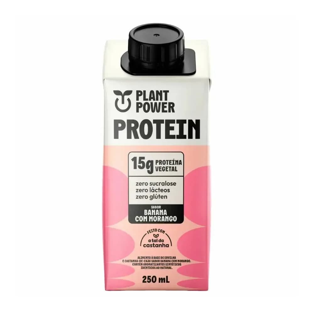 Bebida vegetal 250ml protein power plant banana c/ morango