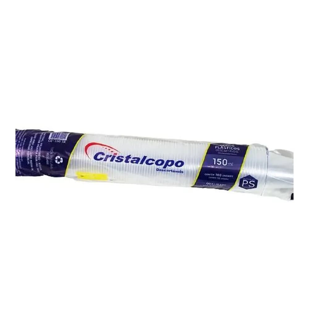 Copos descartaveis branco cristalcopo 100 unidades 150ml