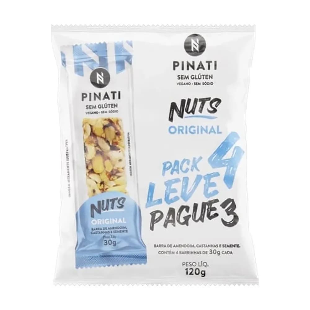 Barra de cereal pinati nuts original embalagem 120g