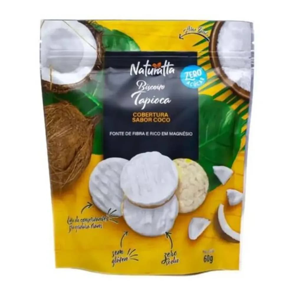 Biscoito de tapioca com cobertura de coco naturatta 60g
