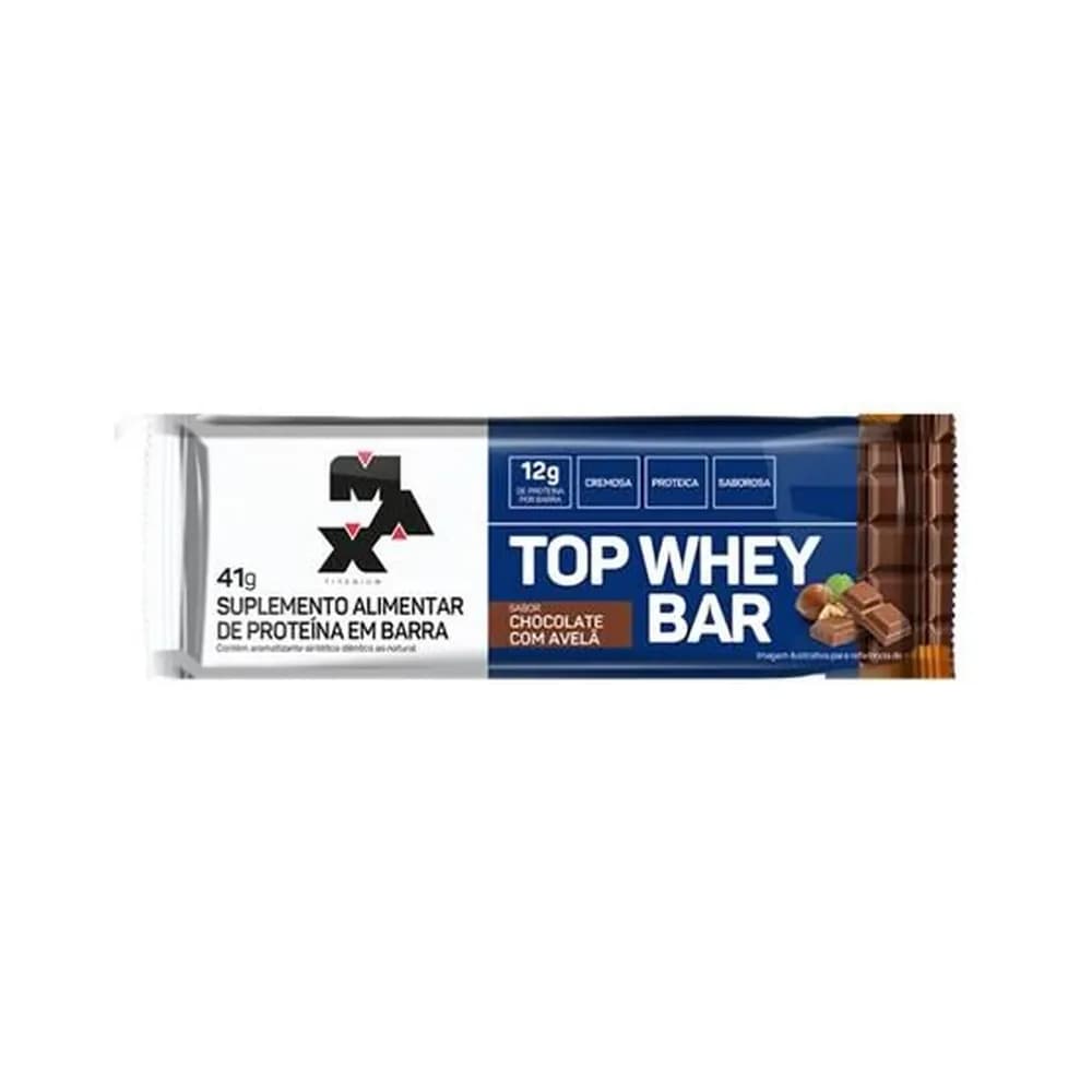 Suplemento alimentar top whey bar chocolate com avela max titanium 41g
