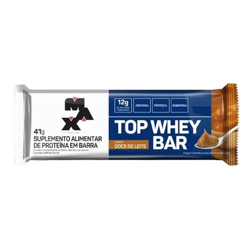 Suplemento alimentar top whey bar sabor doce de leite max titanium 41g